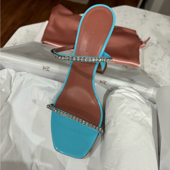 AMINA MUADDI Blue Gilda Sandal NWT - Picture 7 of 9